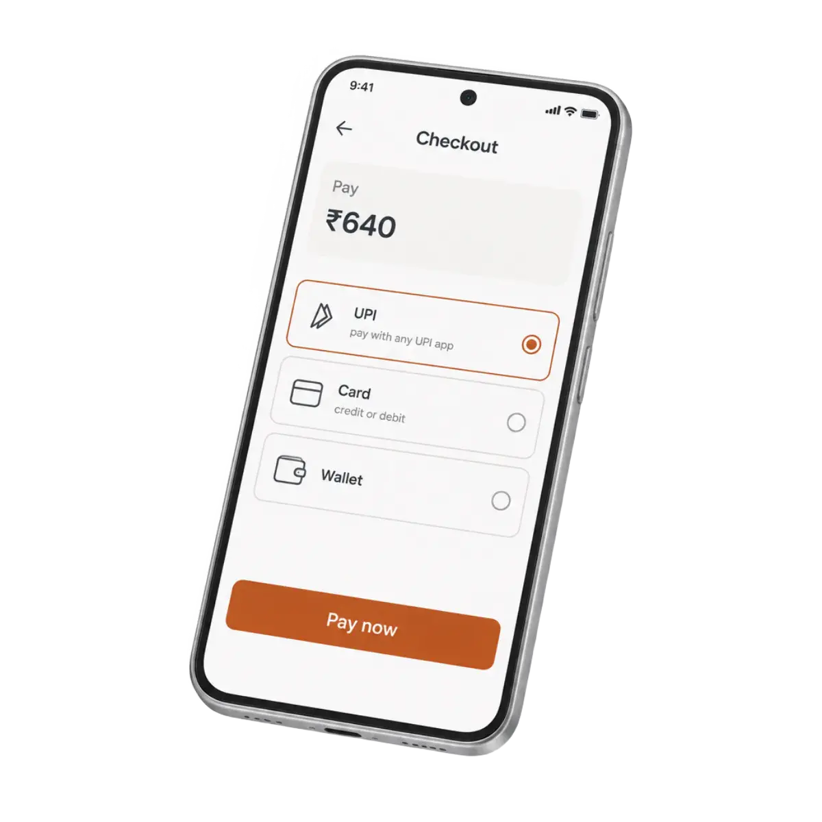 Payment settings: Online payment on with Razorpay, and pay online or cash for each order type.